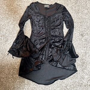 LipService velvet laceup bell sleeve tunic